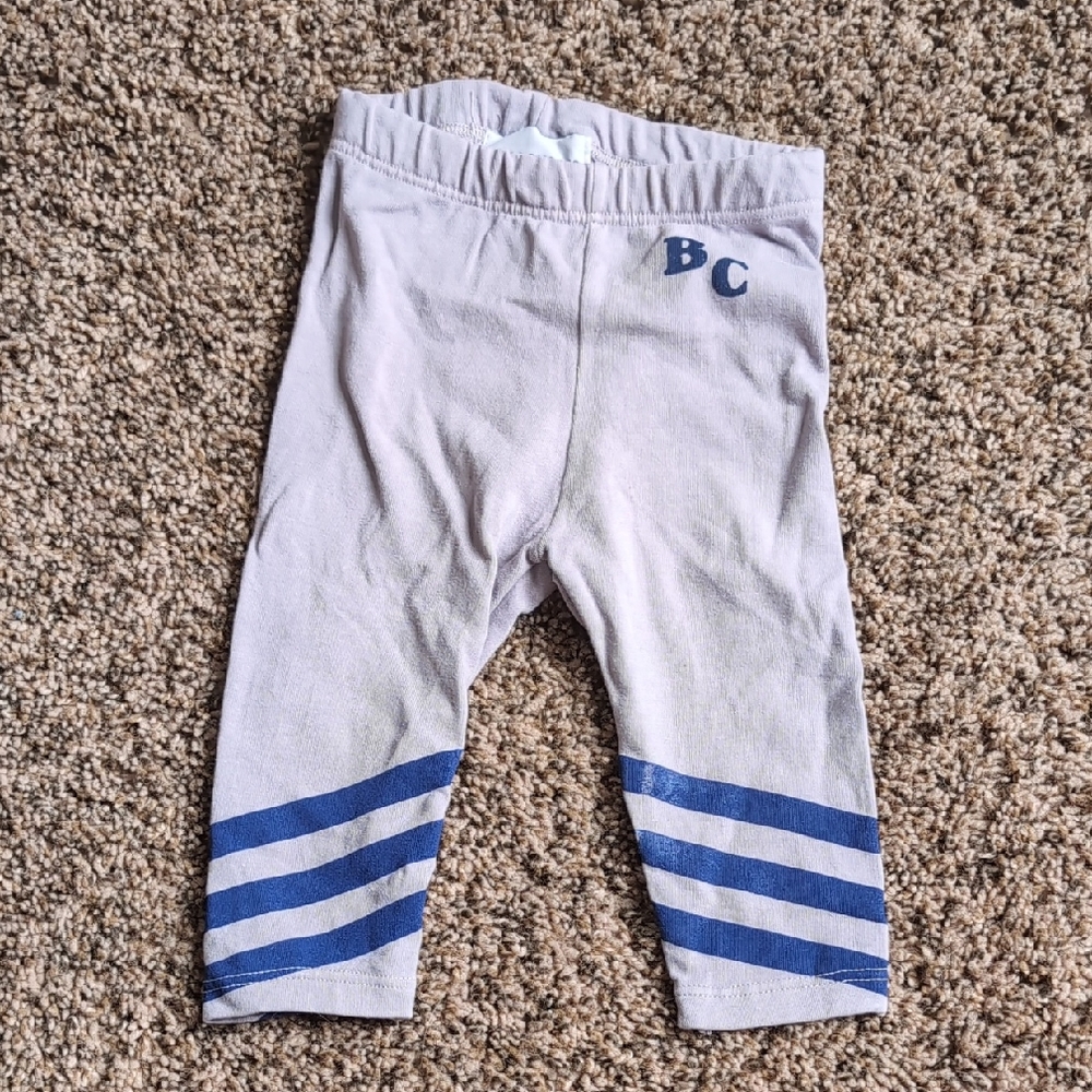 Kids Light Gray Leggings with Navy Stripe Detail